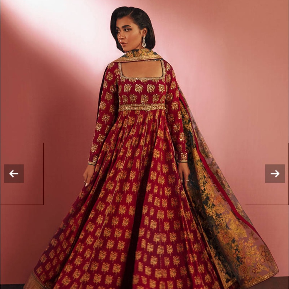 Elegant Red and Gold Women's Dress